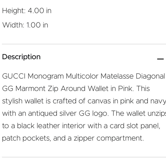 NWOT! GUCCI GG monogram multicolor marmont matelasse zip wallet. 443123.0959 - Picture 13 of 13